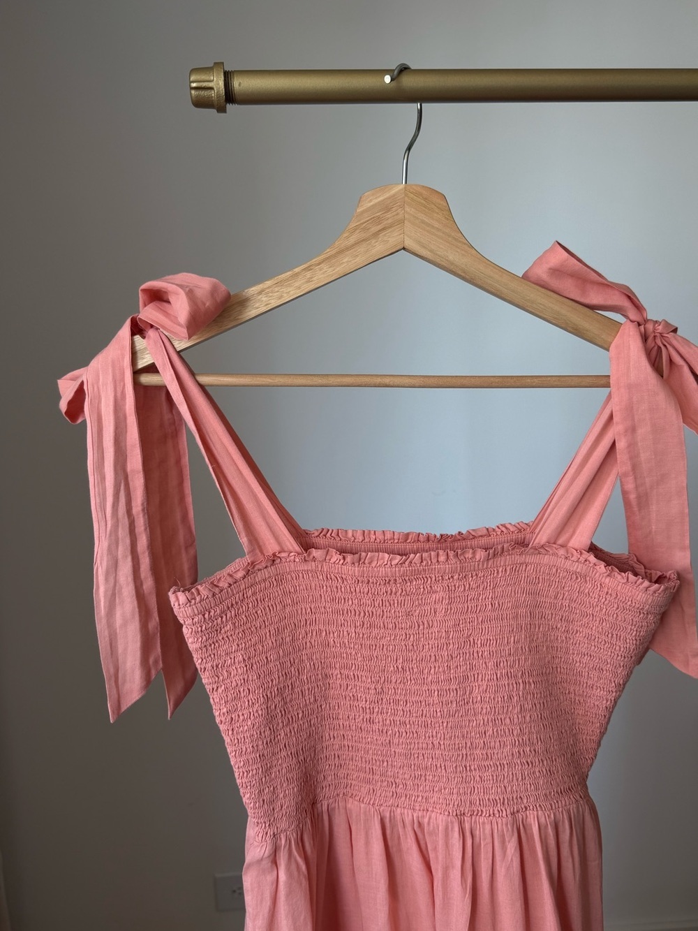 Wilfred Alba Smocked Maxi Dress Coral Pink Tiered S - Picture 10 of 13